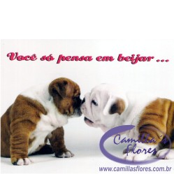 Ampliar: Cartão Importado: Kissing Bulldogs